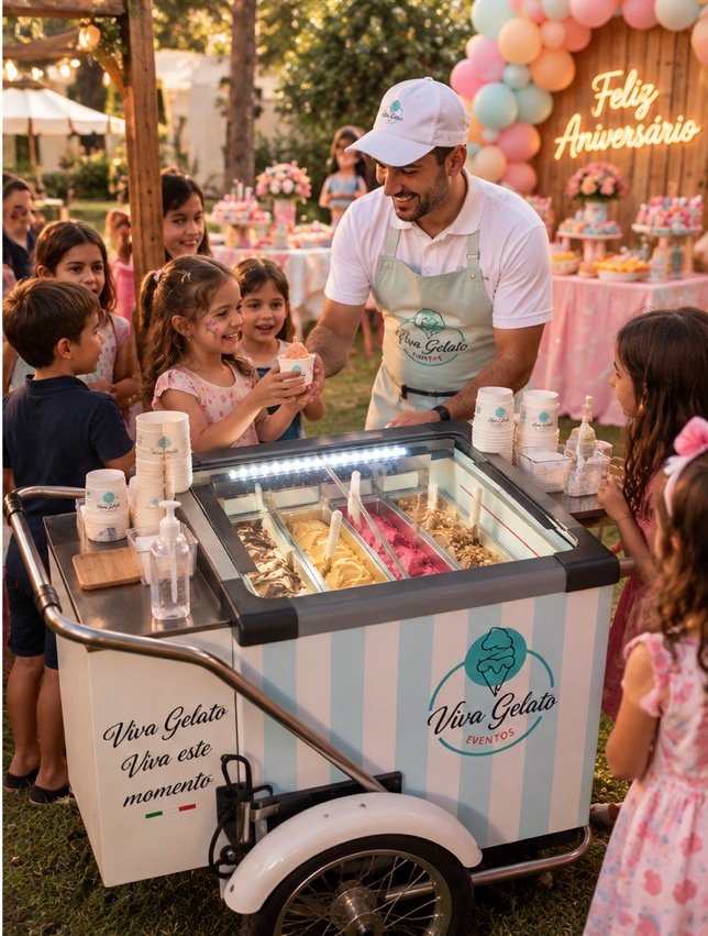 Gelato em aniversário infantil